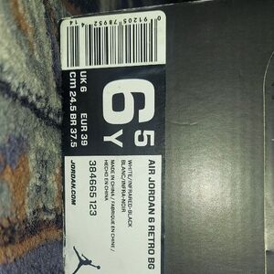 USED..Air Jordan 6 Retro BG Sneakers